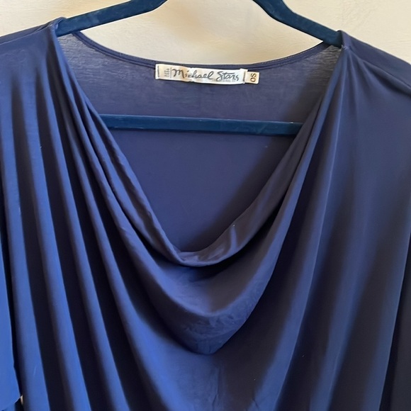Michael Stars Cowl Top Short Sleeves Navy Blue One Size - Picture 2 of 7